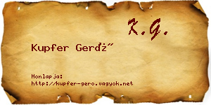 Kupfer Gerő névjegykártya